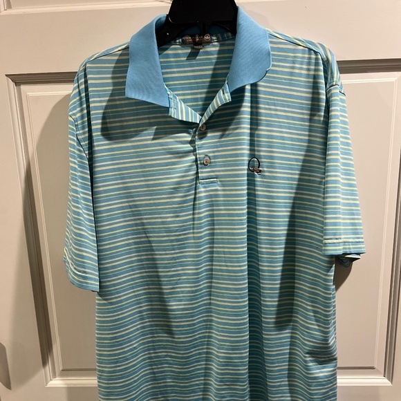 Peter Millar Other - Peter Millar Summer Comfort SS Blue Stripe Polo Golf Shirt Size Large